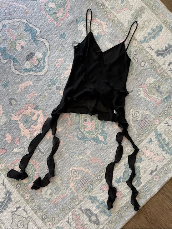 The Vintage Shop Tops - Black Ruffle Cami